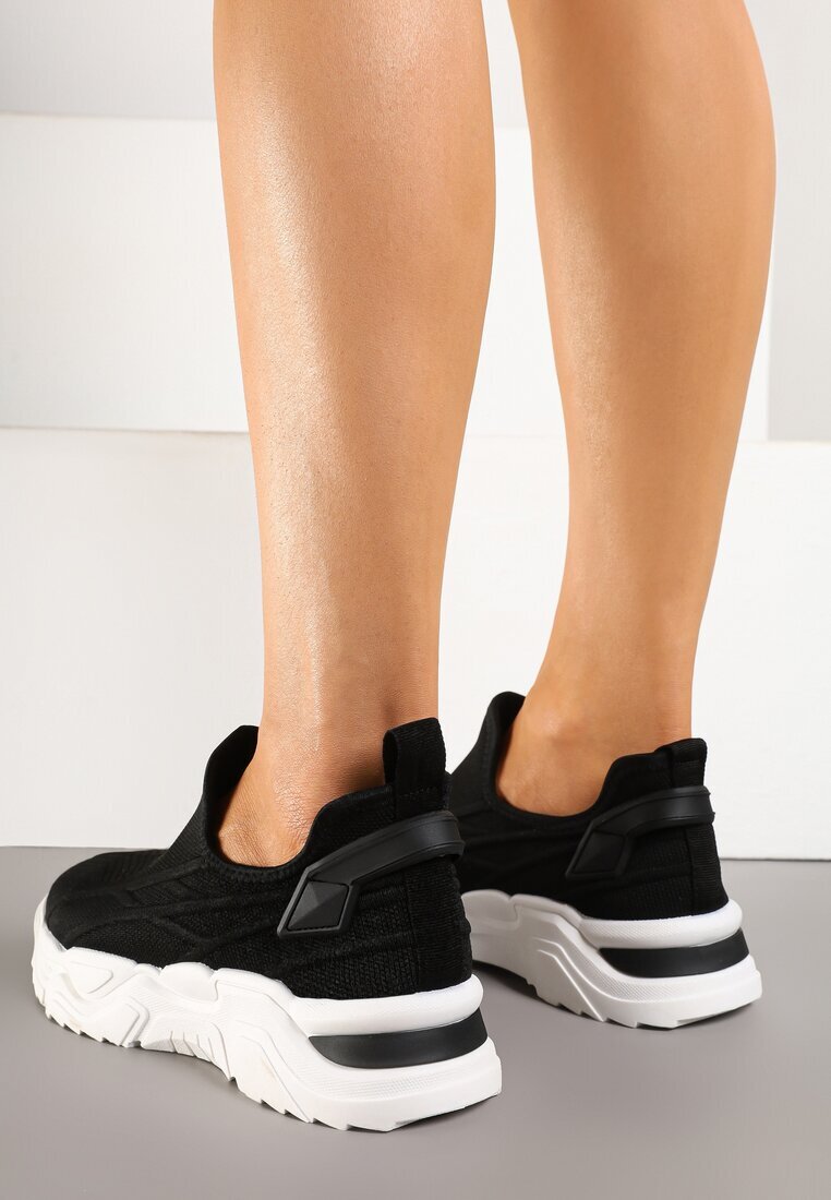 ballada Pantofi sport slip-on negri tip sneakers din plasă cu detalii în relief Nusellia