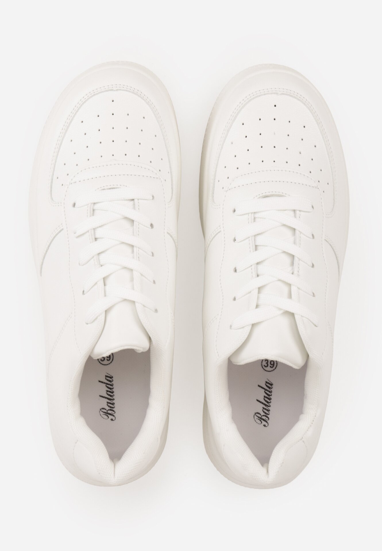 ballada Sneakersi Albi pe Platformă cu Talpă Striată și Perforații Artie