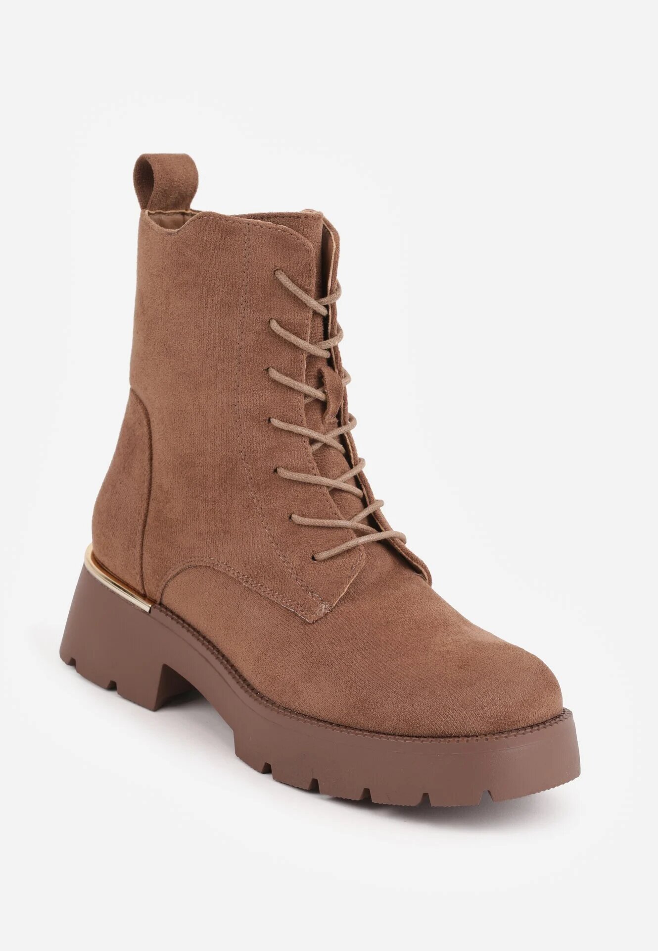 basida Botine cu talpă groasă în stil worker cu ornament metalic Camalia Maro