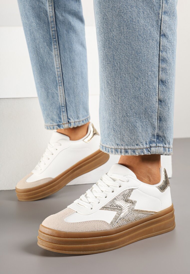 be.sport Adidași Auriu-Alb pe talpă de cauciuc cu model Geometric Tolionne