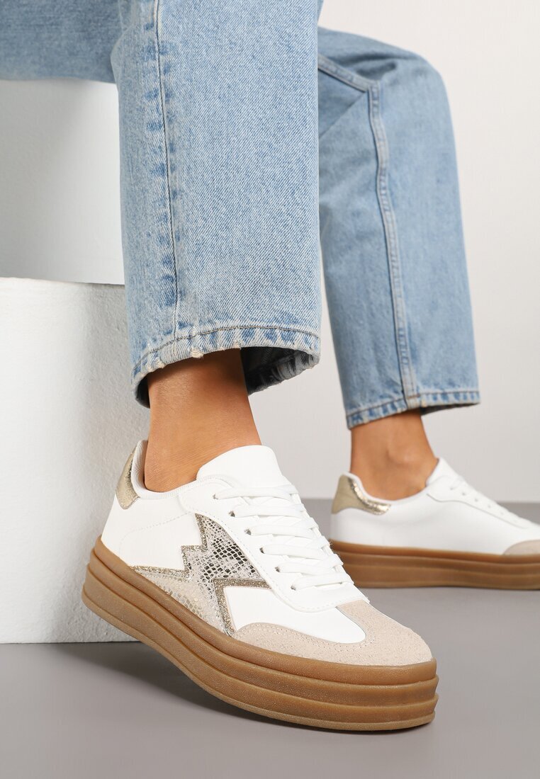 be.sport Adidași Auriu-Alb pe talpă de cauciuc cu model Geometric Tolionne