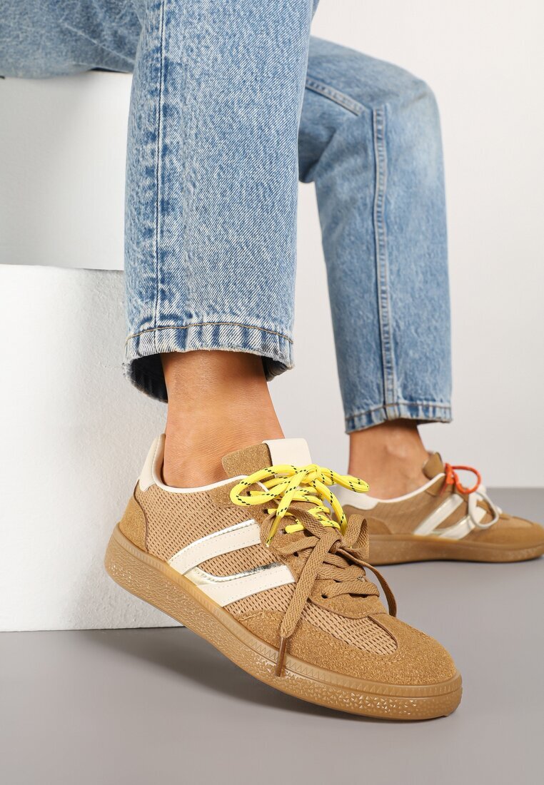 be.sport Adidași Maro cu Șireturi Duble și Model Geometric Telanielia