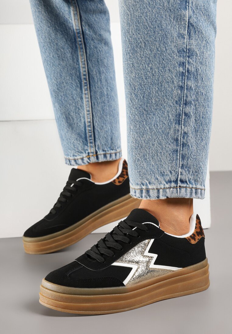 be.sport Adidași Negri cu Talpă de Cauciuc și Model Geometric Tolionne