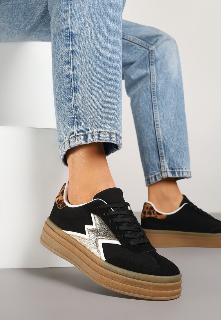 be.sport Adidași Negri cu Talpă de Cauciuc și Model Geometric Tolionne