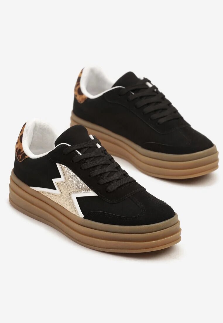 be.sport Adidași Negri cu Talpă de Cauciuc și Model Geometric Tolionne