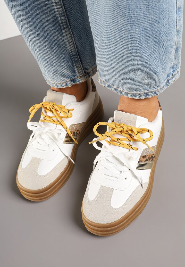 be.sport Sneakers Alb-Maro în Stilul Tenisilor Iconici cu Șireturi Suplimentare Nasalla