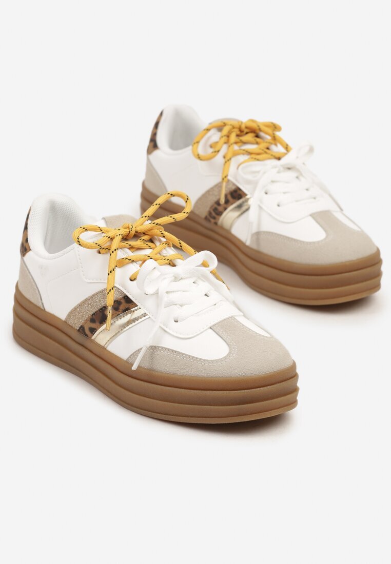 be.sport Sneakers Alb-Maro în Stilul Tenisilor Iconici cu Șireturi Suplimentare Nasalla