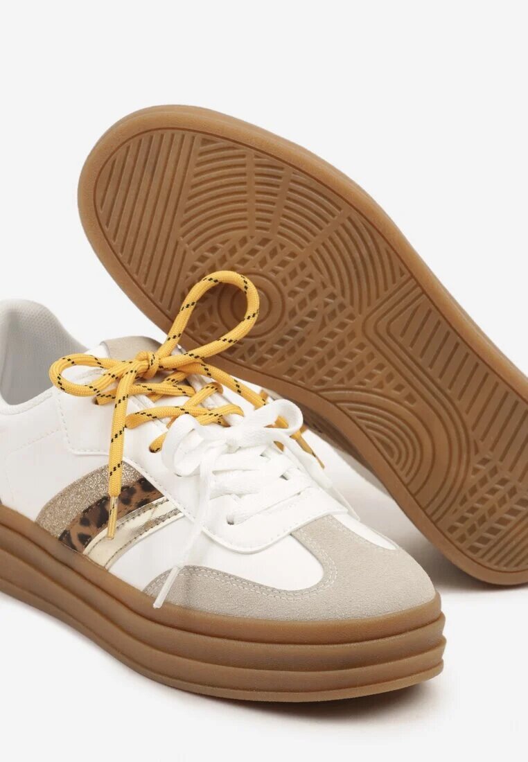 be.sport Sneakers Alb-Maro în Stilul Tenisilor Iconici cu Șireturi Suplimentare Nasalla