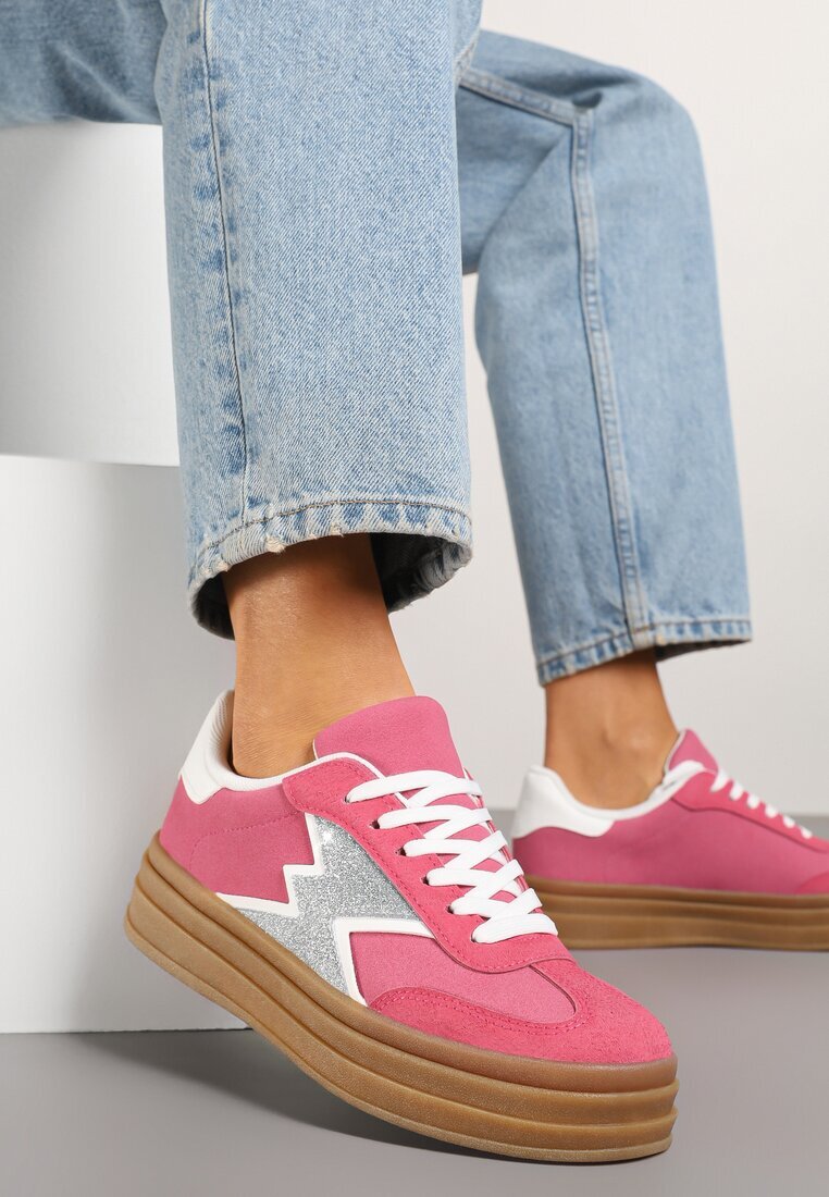 be.sport Sneakers Fucsia cu Talpă de Cauciuc cu Model Geometric Tolionne