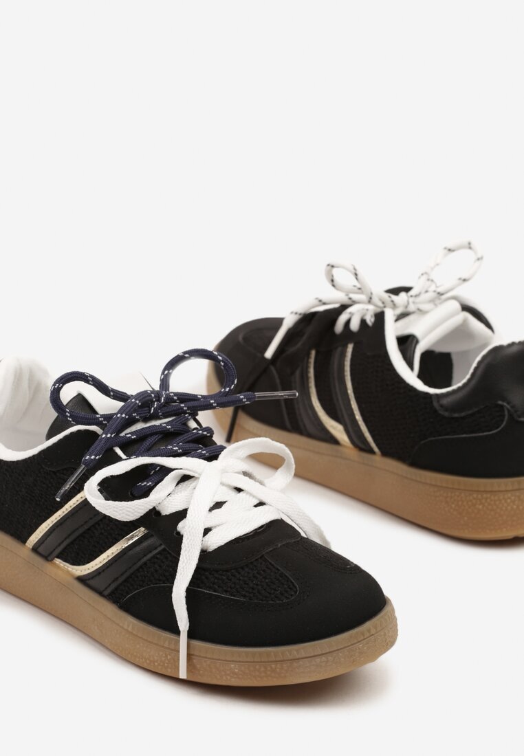 be.sport Sneakers Negri cu Legături Duble și Model Geometric Telanielia