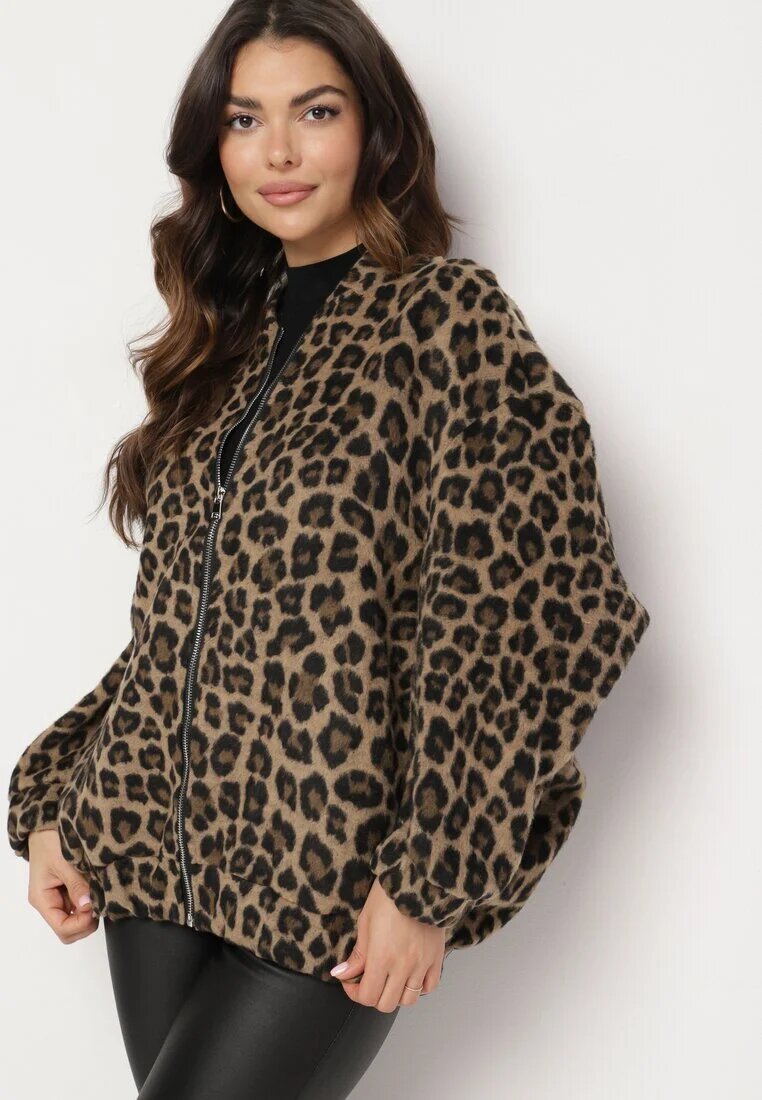 belcci Bluză Maro Imprimeu leopard cu adaos de in croi oversize Sintirra