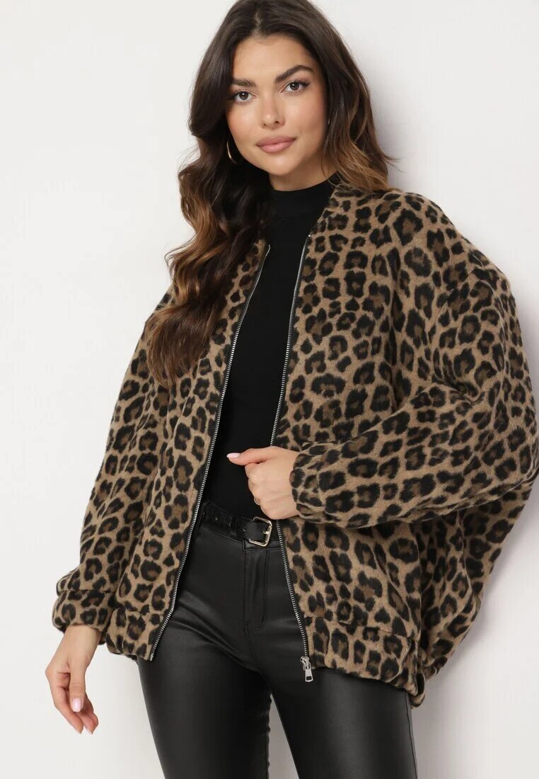 belcci Bluză Maro Imprimeu leopard cu adaos de in croi oversize Sintirra