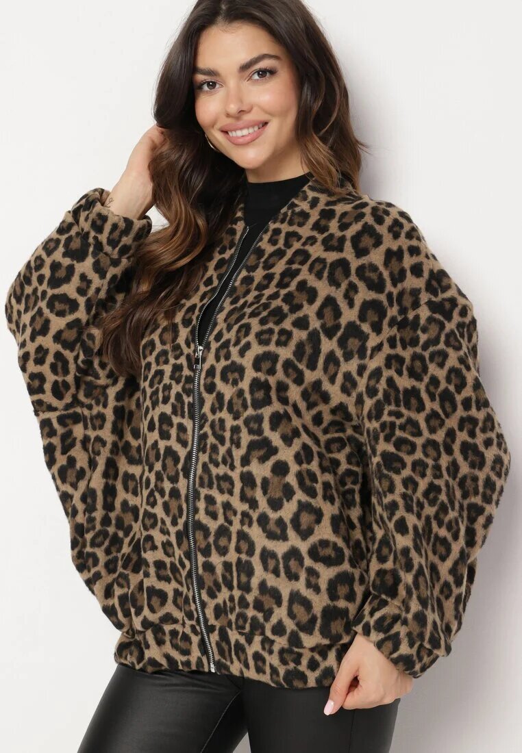 belcci Bluză Maro Imprimeu leopard cu adaos de in croi oversize Sintirra