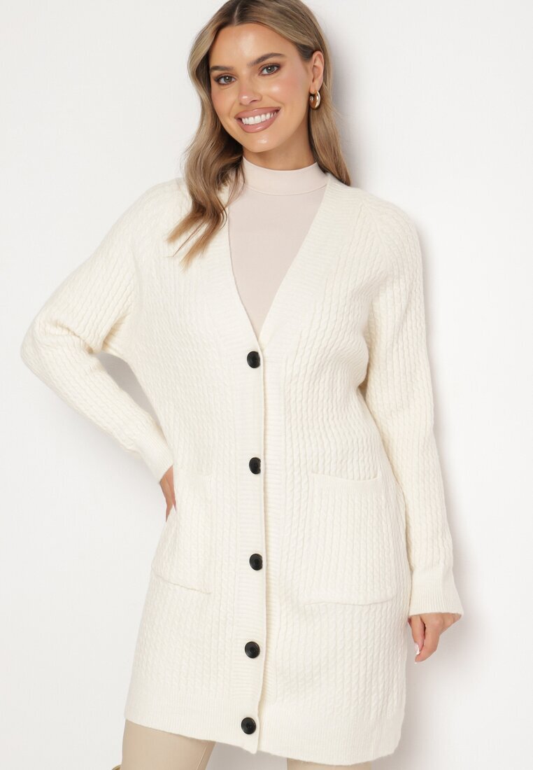 belcci Cardigan Clasic Bej deschis structurat cu buzunare Venithae