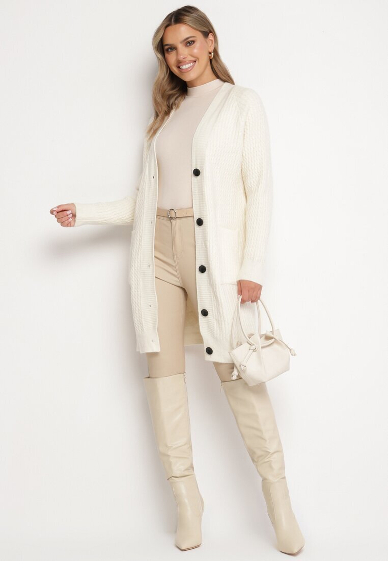 belcci Cardigan Clasic Bej deschis structurat cu buzunare Venithae
