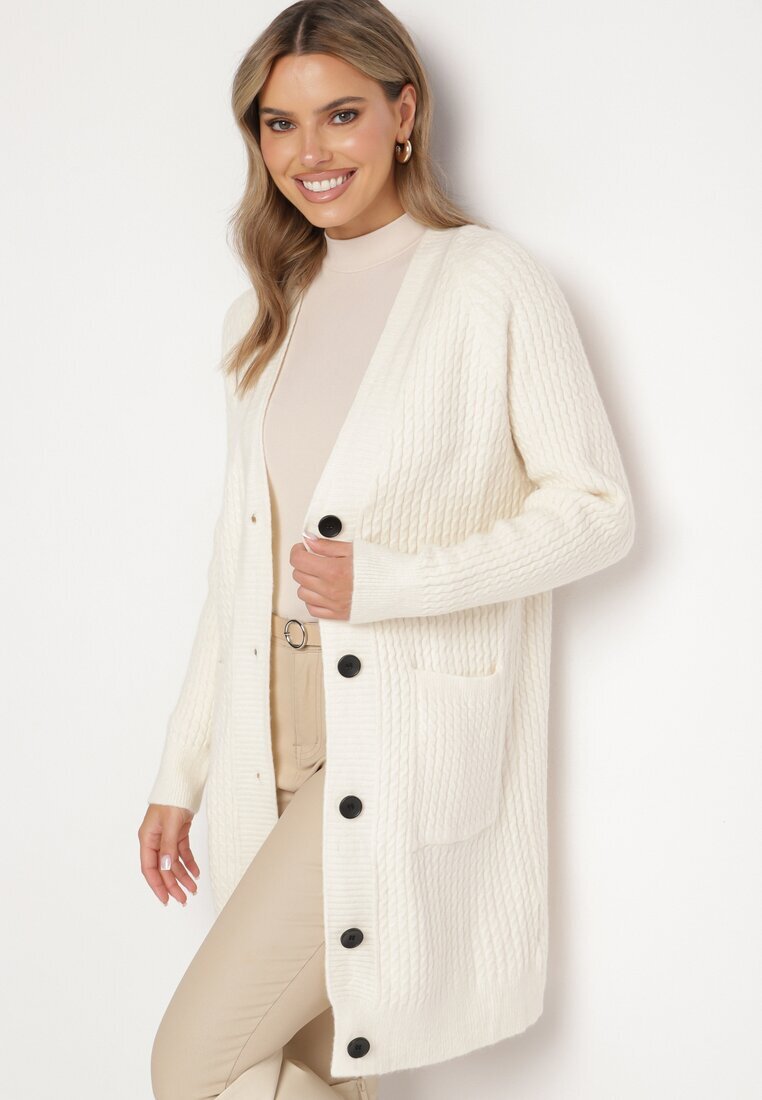 belcci Cardigan Clasic Bej deschis structurat cu buzunare Venithae