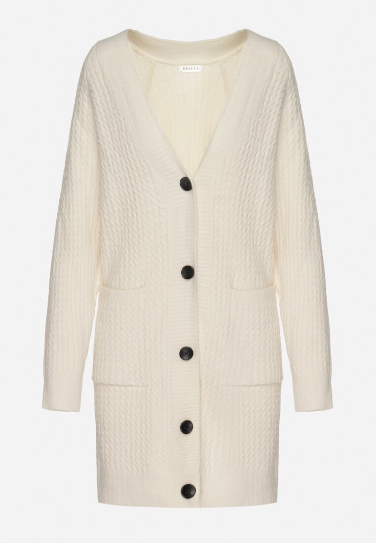 belcci Cardigan Clasic Bej deschis structurat cu buzunare Venithae