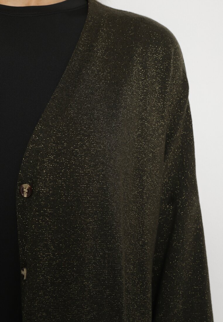belcci Cardigan Verde Lung Deschis cu adaos de viscoză Decorat cu fir metalic Arsona