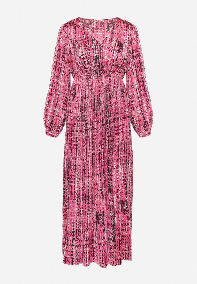 belcci Rochie Fucsia Maxi cu elastic în talie și tiv plisat cu model tweed Viostana