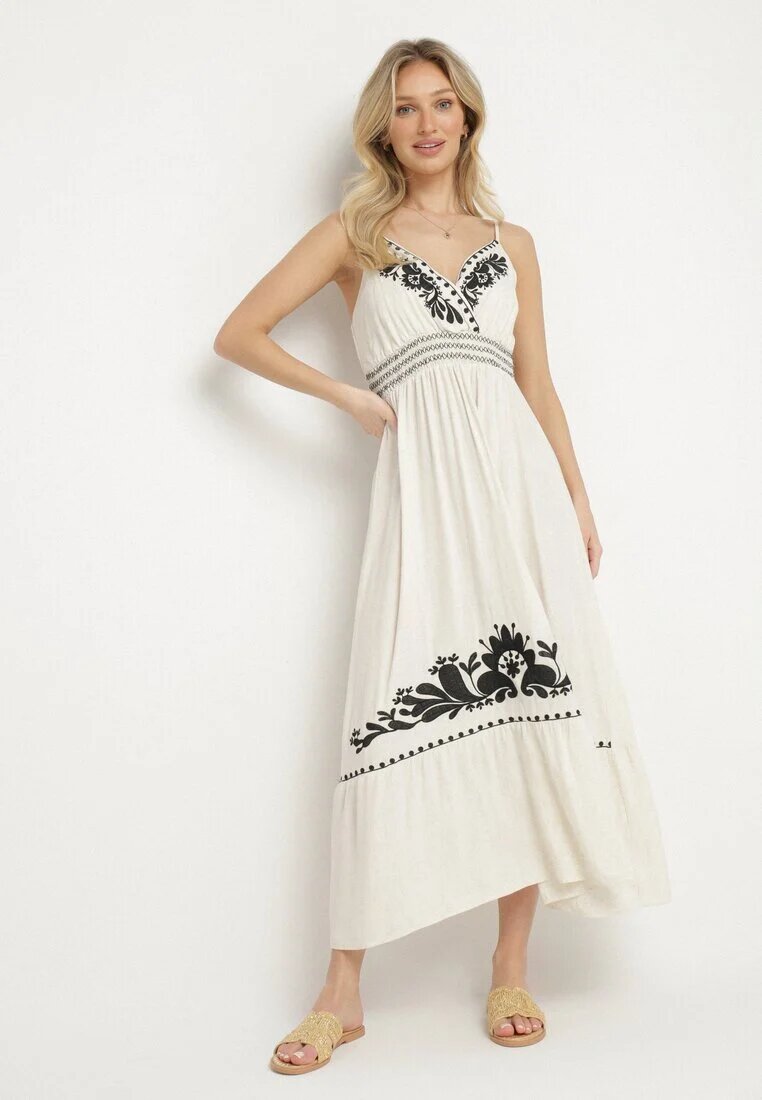belcci Rochie Plic Albă cu In Vâscoză și Broderie Miliova