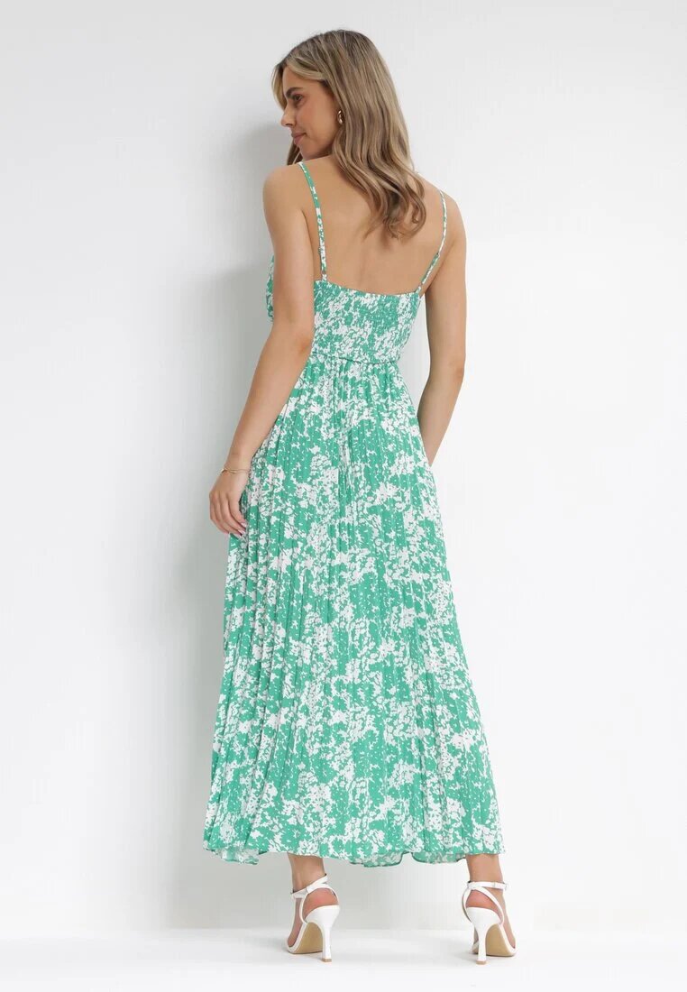 belcci Rochie Plisată Verde Maxi cu Decolteu petrecut și Talie elastică Ekeze
