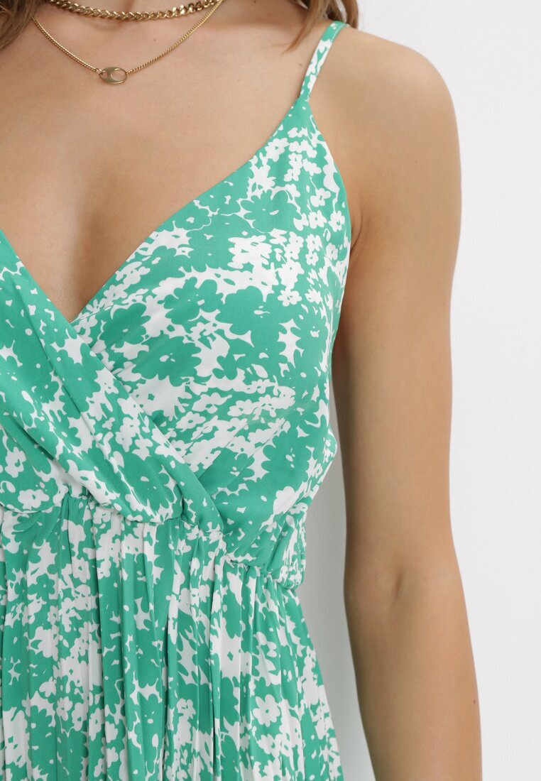 belcci Rochie Plisată Verde Maxi cu Decolteu petrecut și Talie elastică Ekeze