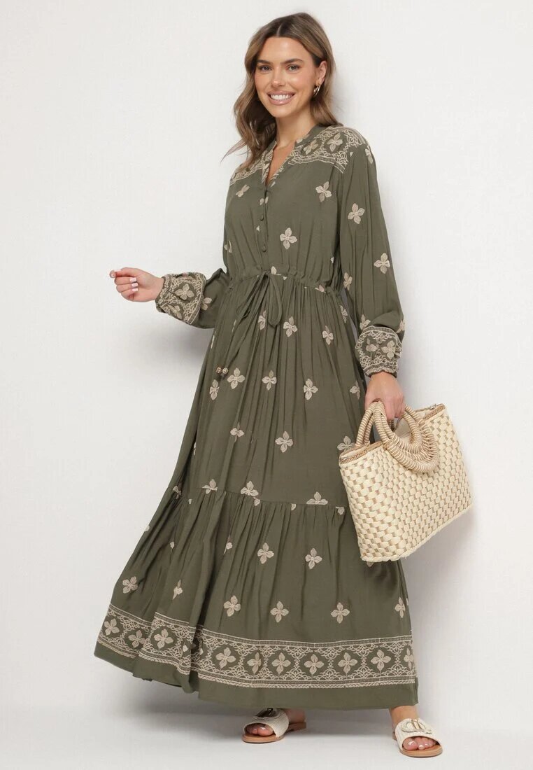 belcci Rochie Verde închisă cu bumbac șnur și broderie decorativă Felliova