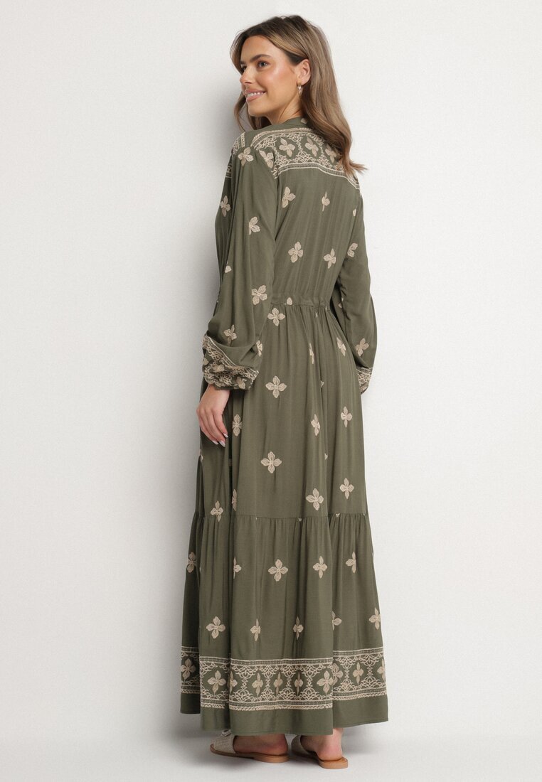 belcci Rochie Verde închisă cu bumbac șnur și broderie decorativă Felliova