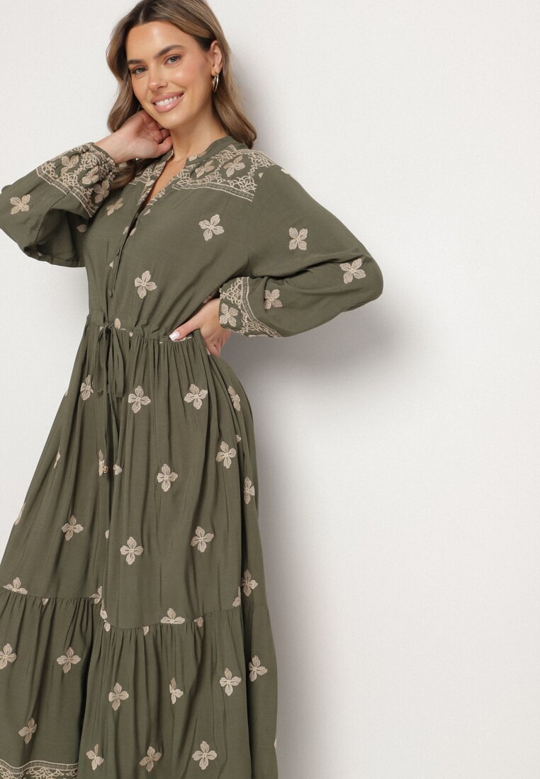 belcci Rochie Verde închisă cu bumbac șnur și broderie decorativă Felliova