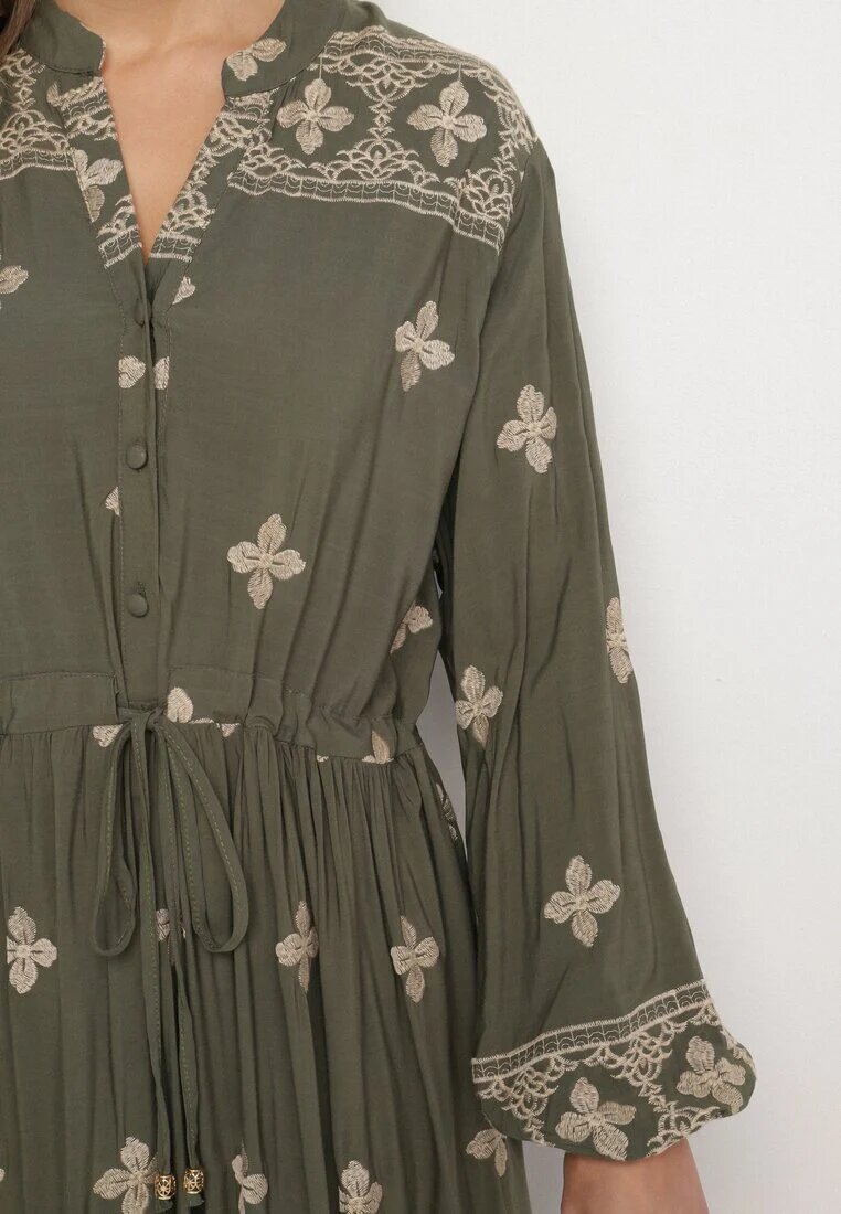 belcci Rochie Verde închisă cu bumbac șnur și broderie decorativă Felliova