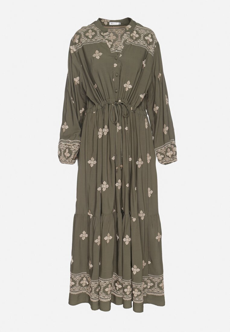 belcci Rochie Verde închisă cu bumbac șnur și broderie decorativă Felliova