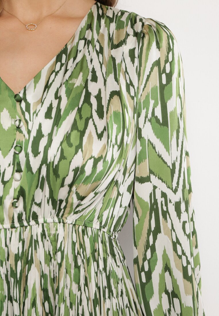 belcci Rochie Verde Maxi cu Elastic în Talie cu Model Mozaic Quirela