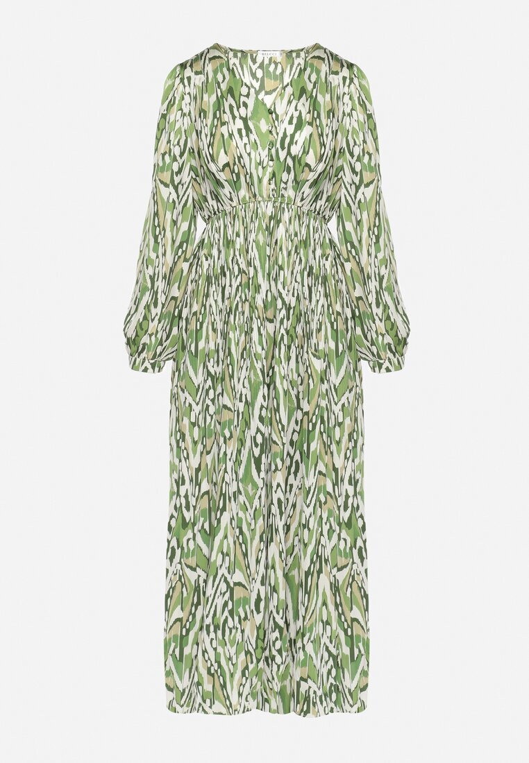 belcci Rochie Verde Maxi cu Elastic în Talie cu Model Mozaic Quirela