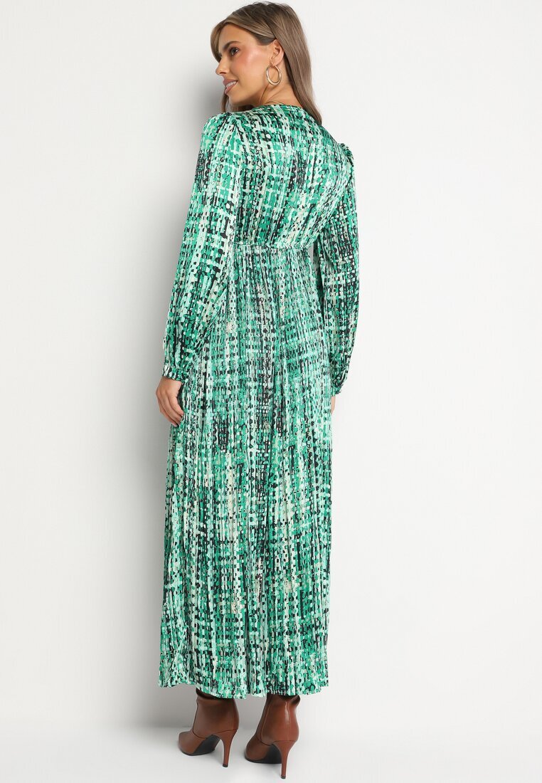belcci Rochie Verde Maxi cu elastic în talie și cu tiv plisat cu model tweed Viostana