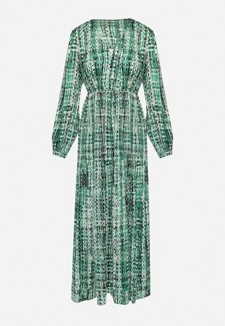 belcci Rochie Verde Maxi cu elastic în talie și cu tiv plisat cu model tweed Viostana
