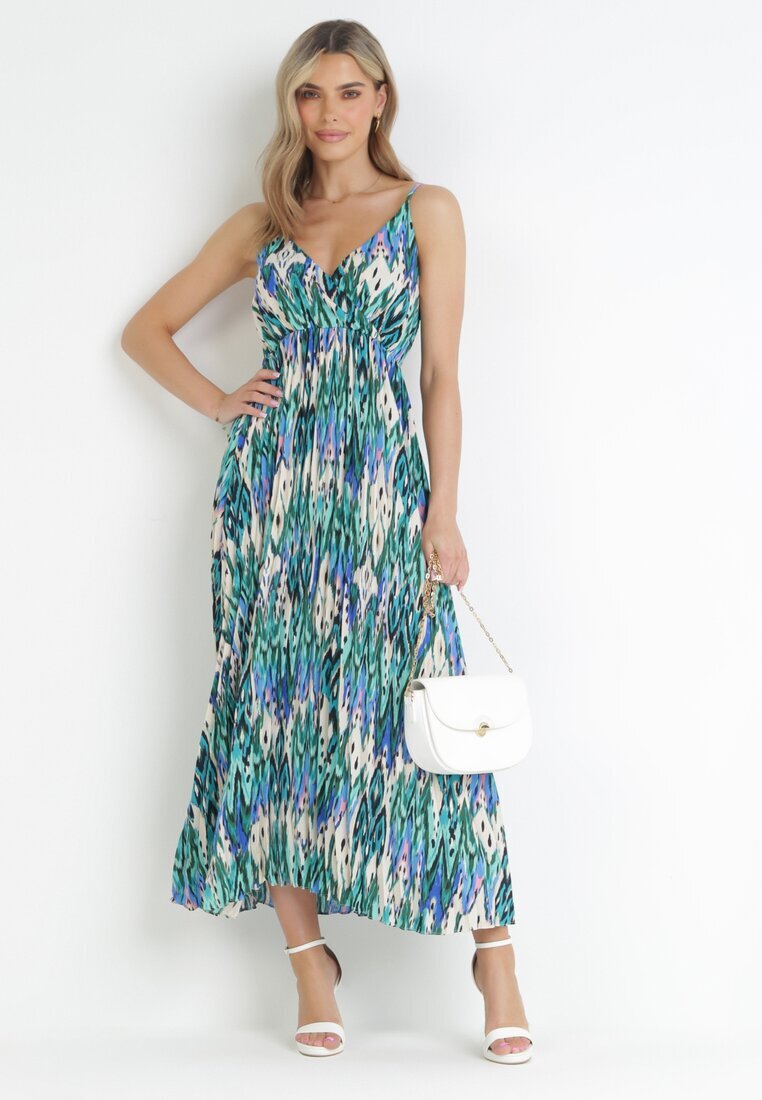 belcci Rochie Verde Maxi cu elastic în talie și tiv plisat Sakize