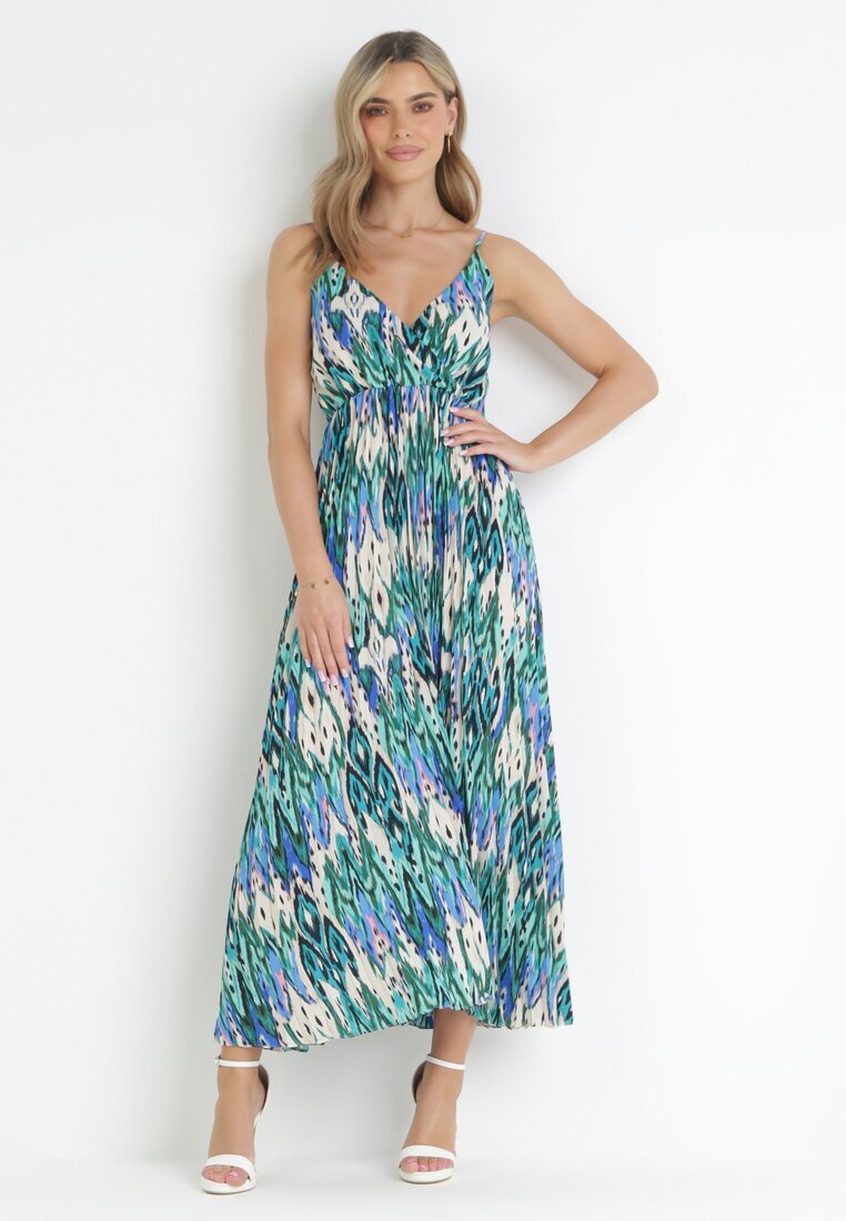 belcci Rochie Verde Maxi cu elastic în talie și tiv plisat Sakize