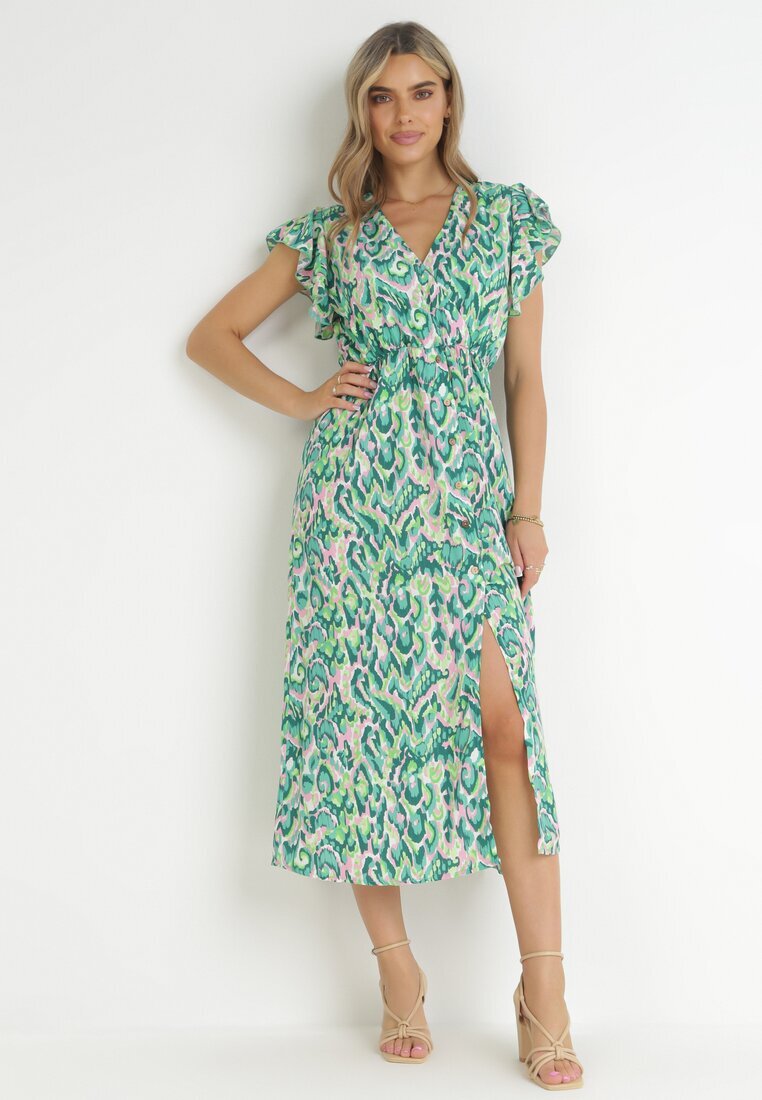 belcci Rochie Verde Plic Maxi cu Volănaș și Elastic în Talie Ahni