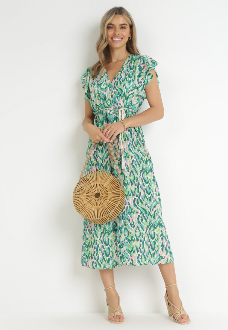 belcci Rochie Verde Plic Maxi cu Volănaș și Elastic în Talie Ahni