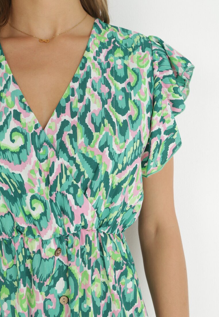 belcci Rochie Verde Plic Maxi cu Volănaș și Elastic în Talie Ahni