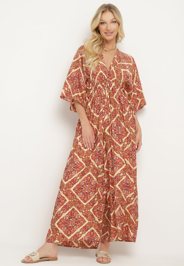 belcci Salopetă Roz-Galbenă Boho cu elastic în talie legată la spate cu picioare largi Rodolia