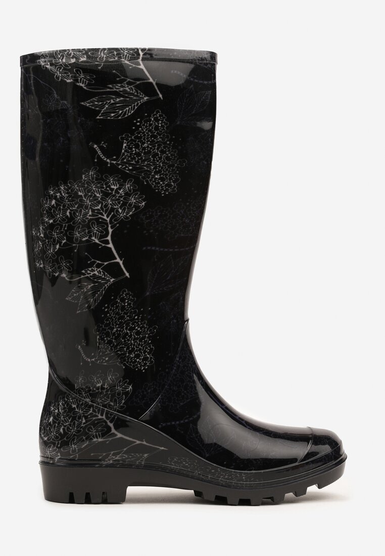 bellamila Cizme de cauciuc Negre Clasice Decorate Cu Imprimeu Floral Qurene