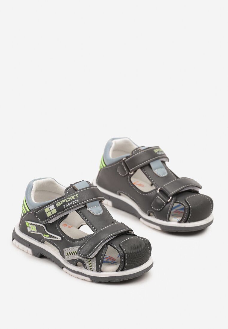 bellamila Sandale Gri cu Model Geometric Linasenia