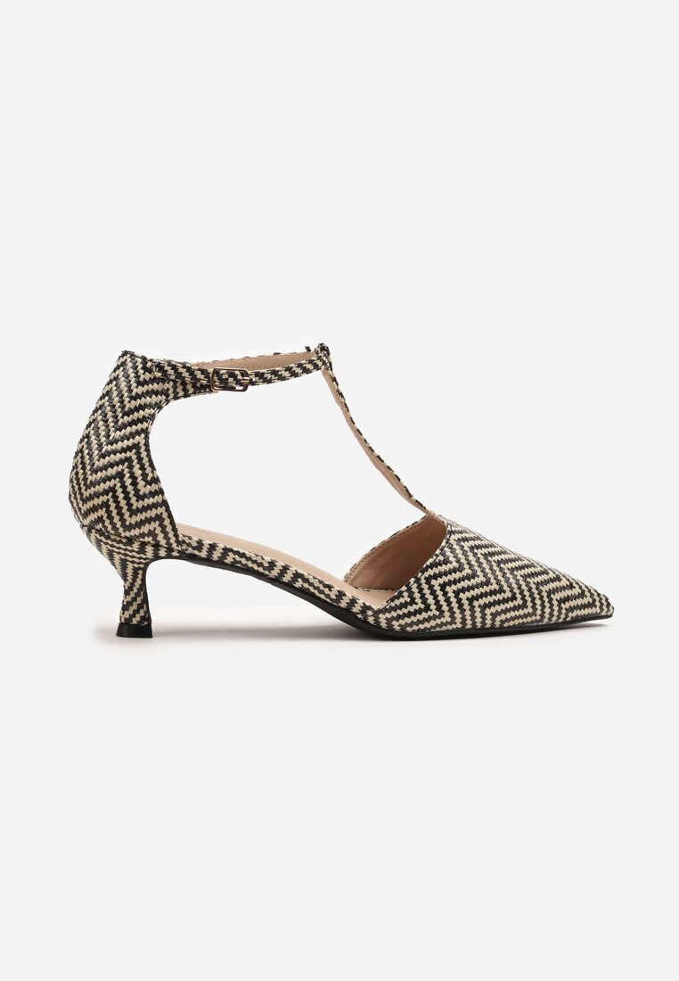 bellucci Pantofi cu toc negri cu toc pisică cu model geometric Belliova