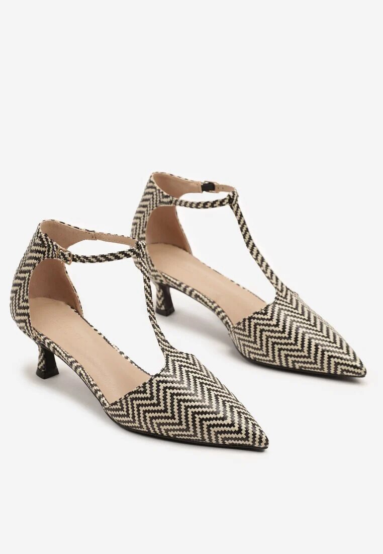 bellucci Pantofi cu toc negri cu toc pisică cu model geometric Belliova