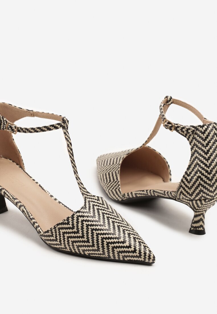 bellucci Pantofi cu toc negri cu toc pisică cu model geometric Belliova