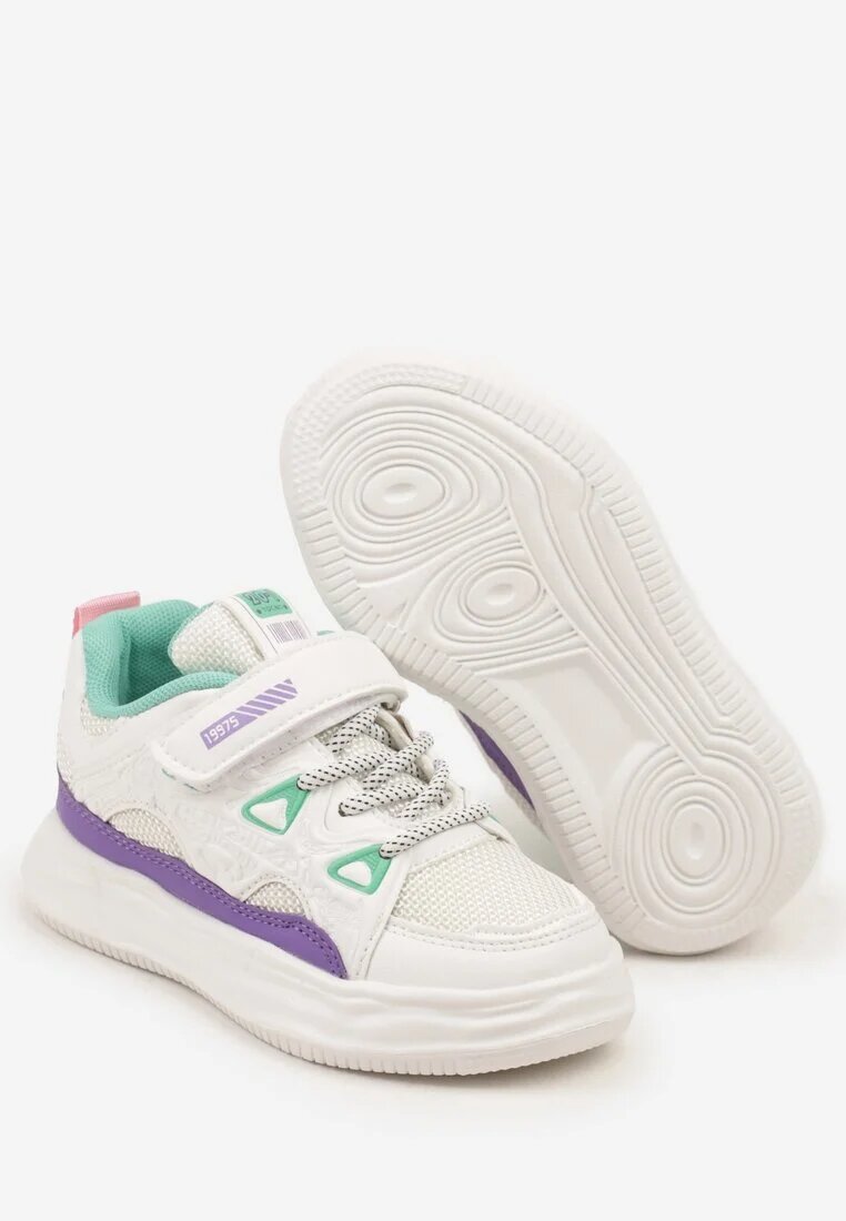 bessky Pantofi Sport Alb-violet Sneakers cu Scai cu Branț din Piele Falinea
