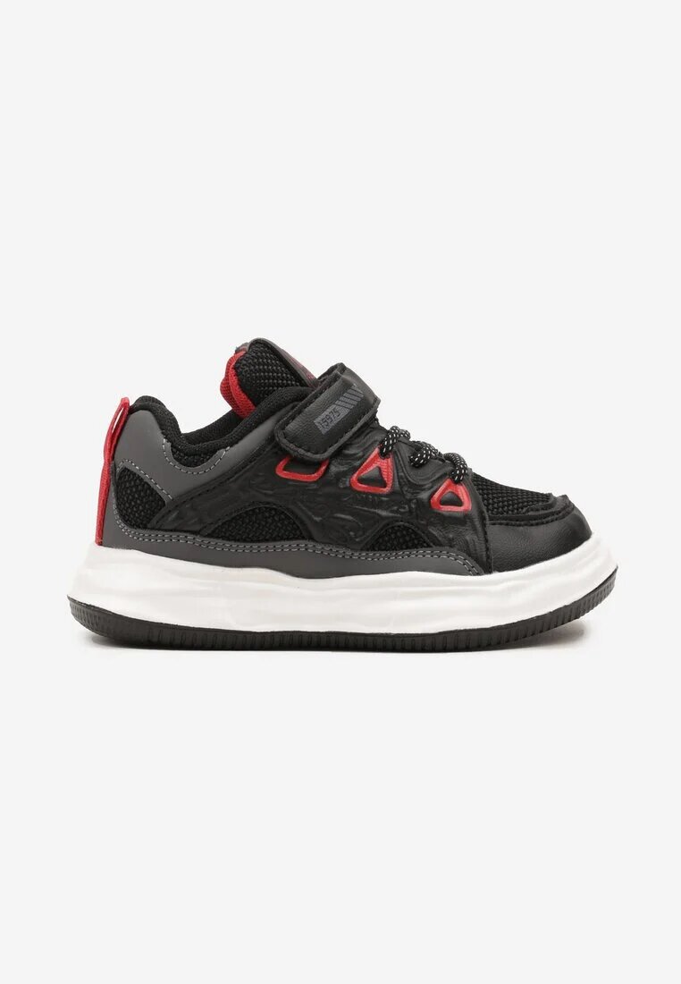 bessky Pantofi sport Negru-Roșii Sneakers cu scai cu branț din piele Falinea