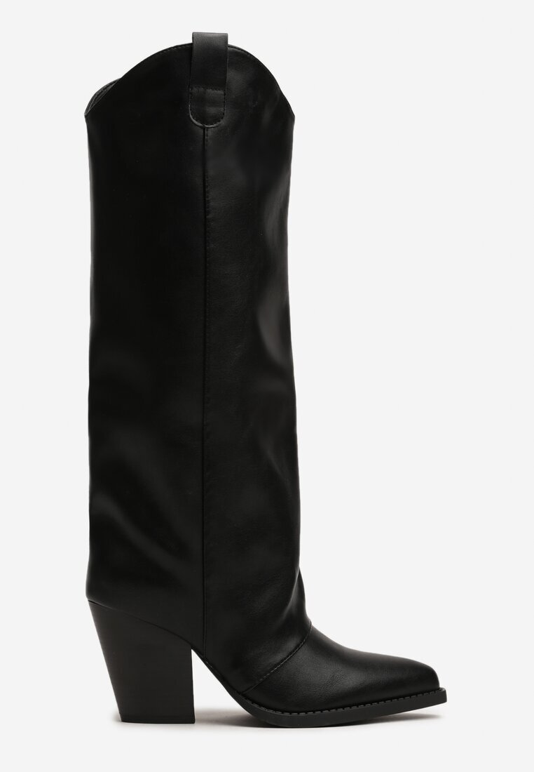 bestelle Cizme Cowboy Negre pe Toc Conic cu Gambă Dreaptă Aferrive