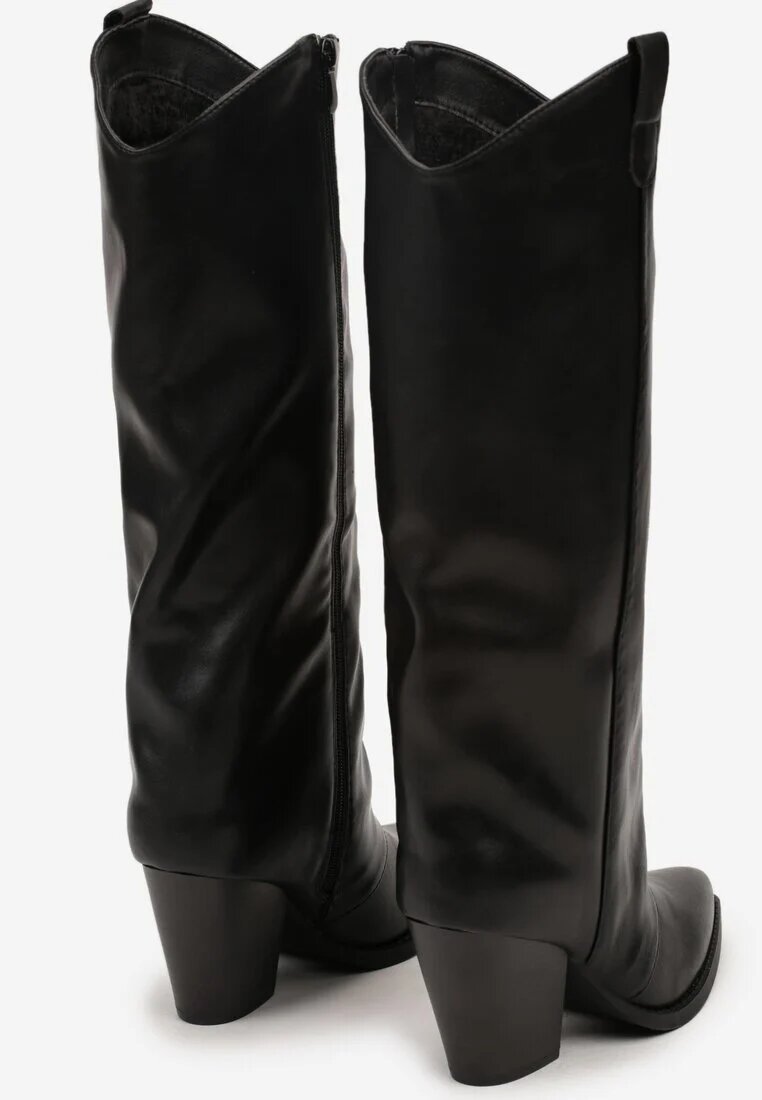 bestelle Cizme Cowboy Negre pe Toc Conic cu Gambă Dreaptă Aferrive